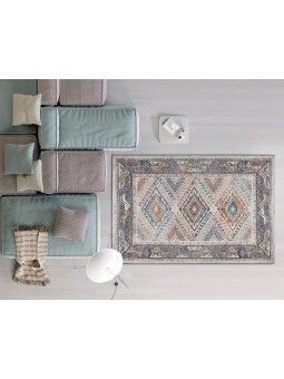 Alfombra con dibujo étnico multicolor de gran calidad.