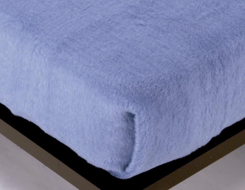 Manta de cama muy suave en color liso azul de gran calidad para Otoño/Invierno