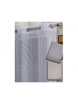 Cortina lencera con ollados y diseño de vainicas verticales en color blanco, beige o gris. Tejido tipo lino.