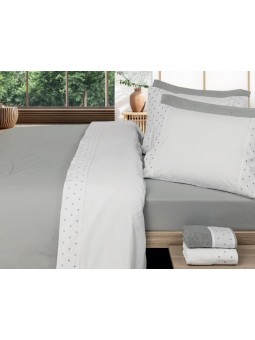 Funda nórdica de topitos en color blanco de algodón fabricada con textil portugués.