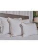Fundas de cojín de algodón piqué con volante en color blanco, gris y beige.