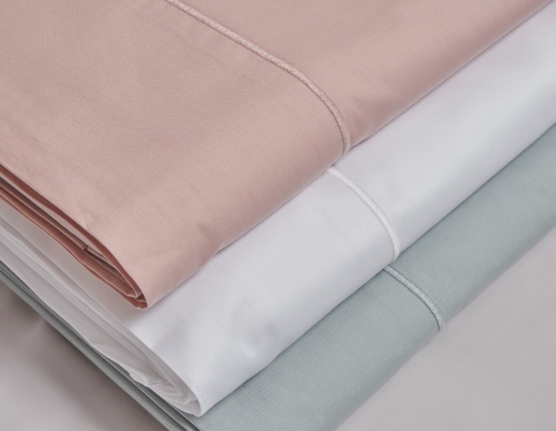Juego de sábanas Gangi de algodón percal 200 hilos en color blanco, rosa, gris , verde agua, y natural