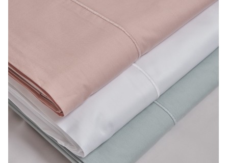 Juego de sábanas Gangi de algodón percal 200 hilos en color blanco, rosa, gris , verde agua, y natural