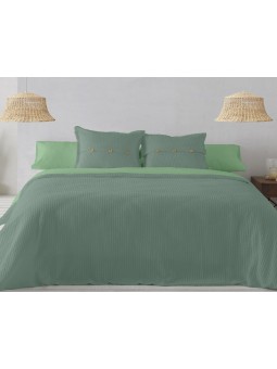 Funda nórdica de nido de abeja de gran calidad en color verde. Tejido waffle.