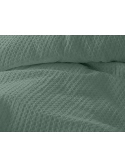 Funda nórdica de nido de abeja de gran calidad en color verde. Tejido waffle.