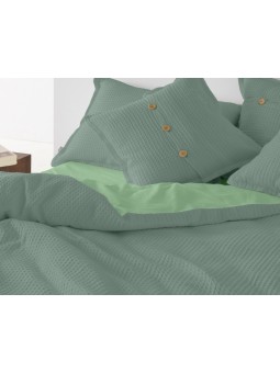 Funda nórdica de nido de abeja de gran calidad en color verde. Tejido waffle.