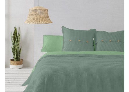 Funda nórdica de nido de abeja de gran calidad en color verde. Tejido waffle.