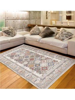 Alfombra Picasso estilo étnico de gran calidad , diseño moderno y multicolor.