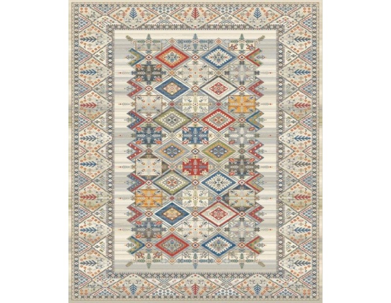 Alfombra Picasso estilo étnico de gran calidad , diseño moderno y multicolor.