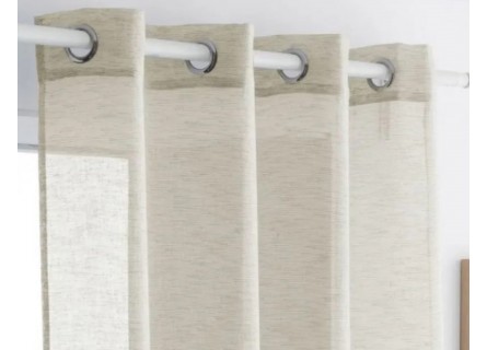 Cortina de estilo rústico, tejido de gran calidad tipo lino pero sin arrugas. Colores lisos: Verde agua, rosa y lino.