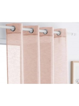 Cortina de estilo rústico, tejido de gran calidad tipo lino pero sin arrugas. Colores lisos: Verde agua, rosa y lino.