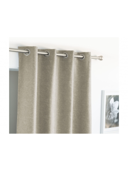 Cortina con tejido semi opaco de gran calidad en color liso beige, rosa, y verde agua.