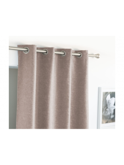 Cortina con tejido semi opaco de gran calidad en color liso beige, rosa, y verde agua.