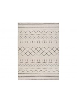 Alfombra de gran calidad  de salón o dormitorio estilo étnico en blanco.