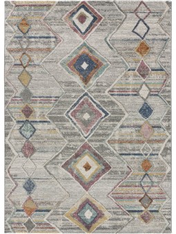 Alfombra de gran calidad  de salón o dormitorio estilo étnico en multicolor.