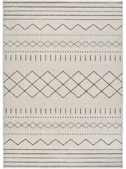 Alfombra de gran calidad  de salón o dormitorio estilo étnico en blanco.