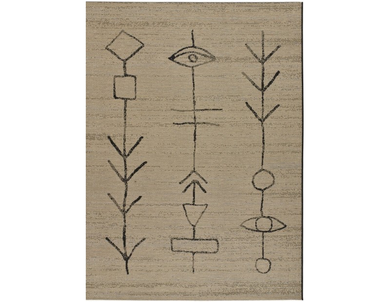 Alfombra de yute moderna con dibujo para exterior o interior.