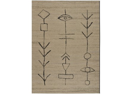 Alfombra de yute moderna con dibujo para exterior o interior.