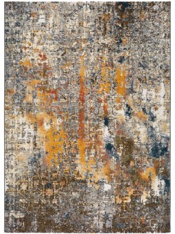 Alfombra vintage en tonos mostaza azules y marrones