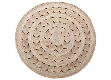 Alfombra de Yute redonda de gran calidad hecha a mano.