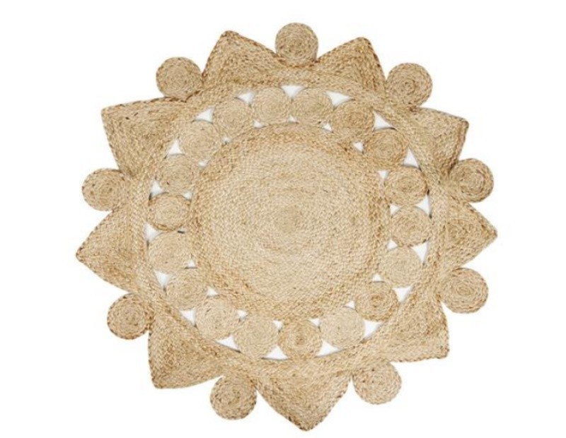 Alfombra de Yute redonda de gran calidad hecha a mano.