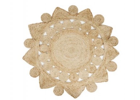 Alfombra de Yute redonda de gran calidad hecha a mano.