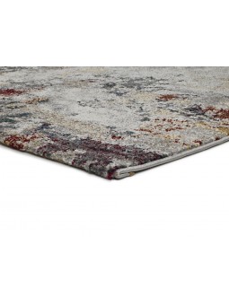 Alfombra con diseño abstracto estilo vintage en diferentes tonos , con granate gris,y mostaza.