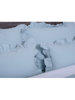 Funda de Cojín Lencera NE HOME con Plumeti y Volante - LLanes en color verde agua