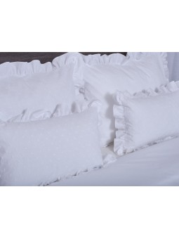 Funda de Cojín Lencera NE HOME con Plumeti y Volante - LLanes en color verde agua