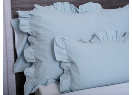 Funda de Cojín Lencera NE HOME con Plumeti y Volante - LLanes en color verde agua