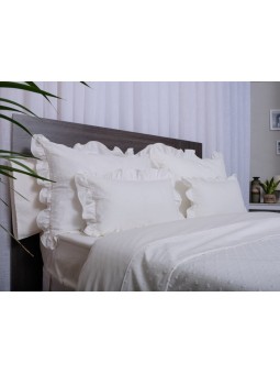 Funda de Cojín Lencera NE HOME con Plumeti y Volante - LLanes en color verde agua