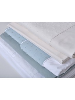 Set de Sábanas Estilo Lencero NE HOME con Plumeti - LLanes en blanco, beige natural y verde agua