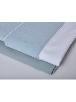 Set de Sábanas Estilo Lencero NE HOME con Plumeti - LLanes en blanco, beige natural y verde agua