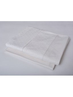 Set de Sábanas Estilo Lencero NE HOME con Plumeti - LLanes en blanco, beige natural y verde agua