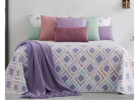 Colcha Lavanda de Manterol reversible de gran calidad