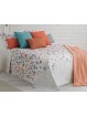 Colcha bouti Papaya de Manterol de gran calidad. Diseño reversible estamapado con flores frutales