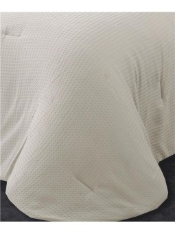 Colcha edredón de gran calidad con tejido de gofrado o nido de abeja en color beige