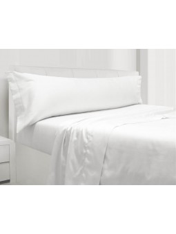 Juego de sábanas de satén muy suaves fabricadas en algodón de seda en color blanco