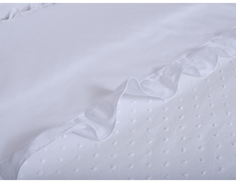 Juego de sábanas lenceras con volante en percal 200 hilos en color liso.