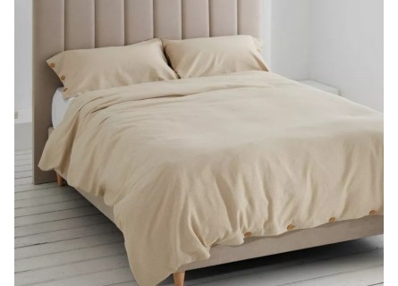 Funda nórdica con funda de almohada con tejido de nido de abeja en beige, calidad premium 100% algodón.