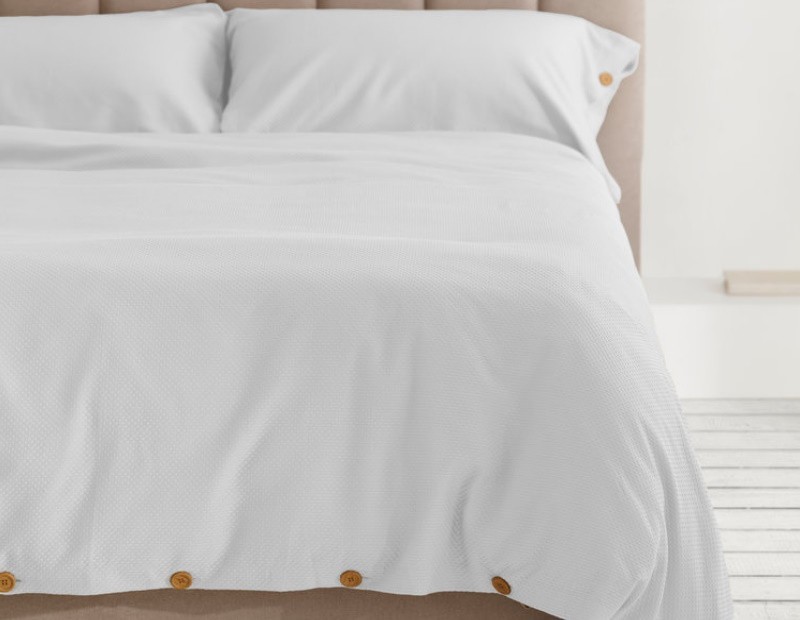 Funda nórdica de tejido de colcha en blanco de algodón con botones de estilo bambú