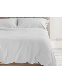 Funda nórdica de tejido de colcha en blanco de algodón con botones de estilo bambú