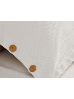 Funda nórdica de tejido de colcha en blanco de algodón con botones de estilo bambú