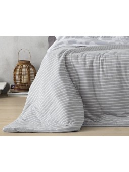 Edredón juvenil a rayas de tejido de punto de Jersey ideal para el Invierno. Burrito Blanco gran calidad.