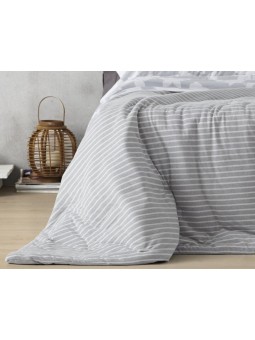 Edredón juvenil a rayas de tejido de punto de Jersey ideal para el Invierno. Burrito Blanco gran calidad.