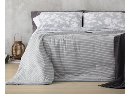 Edredón juvenil a rayas de tejido de punto de Jersey ideal para el Invierno. Burrito Blanco gran calidad.