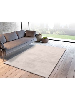 Alfombra super suave de pelo lavable y antideslizante de gran calidad en color blanco.