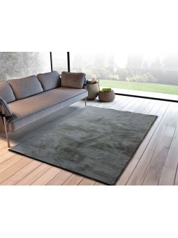 Alfombra super suave de pelo lavable y antideslizante de gran calidad en color gris.