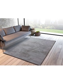 Alfombra super suave de pelo lavable y antideslizante de gran calidad en color gris plata.