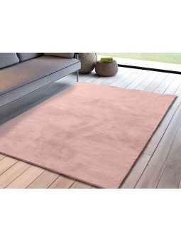 Alfombra super suave de pelo lavable y antideslizante de gran calidad en color rosa.